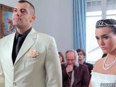KiloVideos presents: Sexy bride licks his shoes and sucks his cock