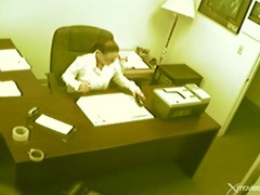 KiloVideos presents: Babe in boots masturbates pussy in the office