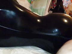 KiloVideos presents: Sex with my wife in black latex catsuit