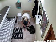 KiloVideos presents: Amazing pierced and tattoed babe solarium voyeur