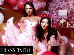KiloVideos presents: Transfixed - big tits t-girl khloe kay enjoys lesbian babe jane wilde's gorilla grip pussy