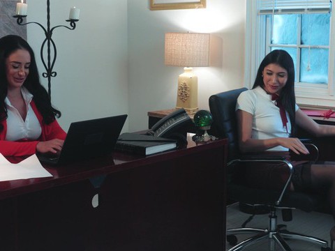 KiloVideos presents: Big butt boss spreads legs to ride her coworker on the bed