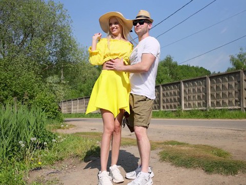 KiloVideos presents: Blonde novella night gets fucked from behind in public - hd