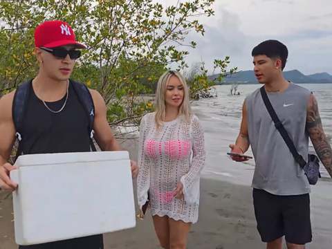KiloVideos presents: Threesome on the beach with stepbrothers - danner mendez - tatiana alvarez - max betancur