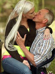 KiloVideos presents: Horny blonde teenage beauty riding an old stiff schlong