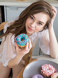 KiloVideos presents: If you are a fan of skinny girls, check out how this cute little doll poses and teases totally naked in the kitchen.