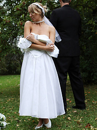 KiloVideos presents: Blonde bride Hayley Marie Coppin gets naked on a lawn while taking her vows
