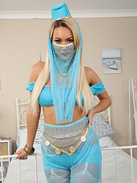 KiloVideos presents: Lauren Louise from Layered-Nylons as a sexy genie wearing sheer pantyhose over white stockings